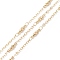 Brass Double Heart Link Chains, with Clear Cubic Zirconia and Cable Chains, Soldered, with Spools, Cadmium Free & Lead Free, Real 14K Gold Plated, 10.5x3.5x2mm