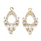Brass Micro Pave Clear Cubic Zirconia Pendants, Nickel Free, Teardrop, Real 18K Gold Plated, 25.5x14x3mm, Hole: 1.4mm