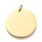 Ion Plating(IP) 304 Stainless Steel Charms, Manual Polishing, with Jump Rings, Blank Stamping Tag, Flat Round, Golden, 25x1mm, Hole: 3.5mm
