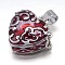 Enamel Heart Rack Plating Platinum Brass Prayer Box Pendants, Wish Box, Dark Red, 19x20x11mm, Hole: 5x3mm