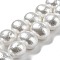 Natural Wrinkle Shell Beads Strands, Textured Oval, White, 12.5~13x15~15.5x12mm, Hole: 0.8mm, about 32pcs/strand, 16.14 inch(41cm)
