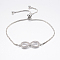 Adjustable Brass Bolo Bracelets, Slider Bracelets, with Cubic Zirconia and Box Chains, Infinity, Platinum, 10-5/8 inch(270mm)