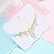 Brass Micro Pave Clear Cubic Zirconia Charm Bracelets for Women, with ABS Imitation Pearl Beads, Real 18K Gold Plated, Square, 6-7/8 inch(17.5cm)