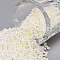 11/0 Grade A Round Glass Seed Beads, Ceylon, Floral White, 2.3x1.5mm, Hole: 1mm, about 48500pcs/pound