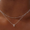 Brass Double Layer Small Letter Pendant Necklaces for Women, Platinum, Letter Q, 15.75 inch(40cm)