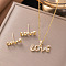 Brass Micro Pave Clear Cubic Zirconia Stud Earrings & Pendant Necklaces Sets, Golden, Word, 450mm, Pendant: 21x8mm, Earrings: 17x6mm