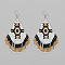 Handmade Chinese Style Glass Seed Beads Hexagon Pattern Tassel Dangle Earrings, Platinum, White, 80x45mm