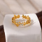 Brass Micro Pave Cubic Zirconia Cuff Rings for Women, Sea Animals Themes, Golden, Shell Shape, Inner Diameter: 17mm
