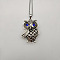 Owl Alloy Pendant Necklaces with Rhinestone for Women Men, Blue, 19.69 inch(50cm)