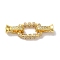 Rectangle Rack Plating Brass Micro Pave Clear Cubic Zirconia Fold Over Clasps, Long-lasting Plated, Lead Free & Cadmium Free, Real 18K Gold Plated, 35mm, Hole: 1mm