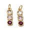 10Pcs Eco-Friendly Brass Micro Pave Cubic Zirconia Charms, with Jump Ring, Long-Lasting Plated, Round, Real 18K Gold Plated, Colorful, 13.5x4x2mm, Hole: 2.5mm