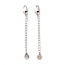 925 Sterling Silver Chain Extenders, with Lobster Claw Clasps & Charms, Flat Round, Antique Silver, 64x2.5mm, Hole: 2.4mm