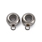 201 Stainless Steel Tube Bails, with Silicone Seal Ring, Flat Round, Stainless Steel Color, 11x8x4mm, Hole: 1.8/2.5mm
