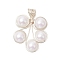 Plastic Imitation Pearl Pendants, Flower, with Copper Wire, Silver, 33x25x8mm, Hole: 4mm