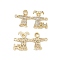 Brass Micro Pave Clear Cubic Zirconia Connector Charms, Girl and Boy Links, Real 18K Gold Plated, Cadmium Free & Nickel Free & Lead Free, 29x16x2mm, Hole: 1mm