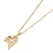 201 Stainless Steel Cable Chain Necklaces, Brass Micro Pave Cubic Zirconia Pendant Necklaces, Heart, Real 18K Gold Plated, 16.06 inch(40.8cm)
