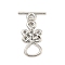 Brass Toggle Clasps, Cadmium Free & Nickel Free & Lead Free, Chinese Knotting, Platinum, Ring: 23x13x2mm, Hole: 2.6x2.6mm, Bar: 18x6.5x1.4mm, Hole: 2.6x2.6mm