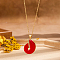Bohemian Golden Tone Brass Enamel Conch Pendant Necklaces, Red, 17.32 inch(44cm)