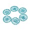 Spray Painted Eco-Friendly Iron Filigree Joiners Links, Wheel, Dark Turquoise, 30.5x3.5mm