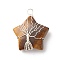 Natural Tiger Eye Pendants, with Silver Tone Copper Wire Wrapped, Star with Tree, 36x30x12mm, Hole: 3.5mm