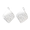 Brass Pendants, Rhombus Charms, Real Platinum Plated, 23.5x16x2mm, Hole: 1.2mm