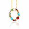 Golden Brass Micro Pave Cubic Zirconia Initial Pendants Necklaces, with Cable Chains, Colorful, Letter, Letter.O, 17.9~18.1 inch(45.5~46cm)x1.5mm, LetterO: 20x17x6mm