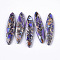Synthetic Regalite/Imperial Jasper/Sea Sediment Jasper Pendants, Dyed, Horse Eye, Slate Blue, 42x10x4mm, Hole: 1.2mm