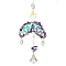 Wing Brass & 304 Stainless Steel Hanging Suncatchers, with Glass Pendants and Natural Amethyst Chip Beads, Rainbow Color, 283mm, Hole: 8mm