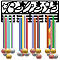 Iron Medal Hanger Holder Display Wall Rack, 3-Line, with Screws, Black, Word, 150x400mm, Hole: 5mm
