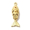 Brass Micro Pave Cubic Zirconia Pendants, Long-Lasting Plated, Cadmium Free & Lead Free, Fish, Golden, 27x9x5mm, Hole: 1.4mm