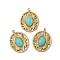 Natural Amazonite Pendants, Oval Charms, with PVD Vacuum Plating 304 Stainless Steel Settings, Real 18K Gold Plated, 20x16x4.5mm, Hole: 1.4mm