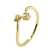 Leaf & Flower Brass Adjustable Ring Settings, for Half-drilled Beads, Golden, 7.5mm, Inner Diameter: 17mm, pin: 3x0.9mm