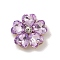 Alloy Cabochons, with Glass Rhinestone, Ligh Gold, Flower, Lilac, 19x19x5.5mm