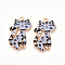 Printed Alloy Pendants, Lead Free & Cadmium Free & Nickel Free, Cat Shape Charms, Golden, Light Blue, 26x17x2mm, Hole: 2mm