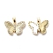 Brass Cubic Zirconia Pendants, Cadmium Free & Lead Free, Butterfly Charms, Real 18K Gold Plated, Clear, 15x21x3.5mm, Hole: 2.5x4.5mm