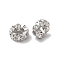 Brass Micro Pave Clear Cubic Zirconia Beads, Cadmium Free & Nickel Free & Lead Free, Heart, Wavy edge, Platinum, 6x3mm, Hole: 3mm
