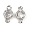 Brass Pave Clear Cubic Zirconia Connector Charms, Flat Round Links, Platinum, 9.5x5x2mm, Hole: 1.2mm