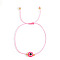 Bohemian Style Resin Evil Eye Bead Braided Bracelets, Adjustable Nylon Cord Braided Bracelets for Women, Pearl Pink, Inner Diameter: 11 inch(28cm)