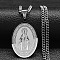Stainless Steel Oval with Virgin Mary Prayer Pendant Necklace for Unisex