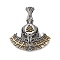 316 Surgical Stainless Steel Big Pendants, Thor's Hammer with Valknut Charm, Antique Silver & Golden, 50.5x43x11.5mm, Hole: 12.5x6mm