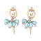 Alloy Big Pendants, with Resin & Crystal Rhinestone, Faceted, Ballerina, Golden, Deep Sky Blue, 59~60x30~31x4.5mm, Hole: 2.5mm