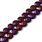Electroplated Natural Lava Rock Beads Strands, Faceted, Flat Round, Purple Plated, 10~10.5x4.5~5mm, Hole: 0.8~1mm, about 40pcs/strand, 16.14''(41cm)