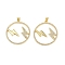 Brass Micro Pave Cubic Zirconia Pendants, Round Ring with Lightning Charms, Cadmium Free & Lead Free, Rack Plating, Long-Lasting Plated, Real 18K Gold Plated, 33x31x2.5mm, Hole: 5x3.5mm