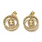 Brass Micro Pave Clear Cubic Zirconia Pendants, Long-Lasting Plated, Flat Round with Cross, Real 18K Gold Plated, 21x19x2.5mm, Hole: 4x3.5mm