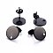 304 Stainless Steel Stud Earring Findings, with Loop and Flat Plate, Ear Nuts/Earring Backs, Flat Round, Black, 12x12x1mm, Hole: 1.4mm