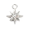 925 Sterling Silver Clear Cubic Zirconia 8-Pointed Star Charms, with 925 Stamp, Silver, 9.5x7.5x2.5mm, Hole: 1.2mm