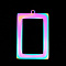 201 Stainless Steel Pendants, Laser Cut, Hollow, Rectangle, Rainbow Color, 34x22x1mm, Hole: 1.6mm