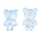 Transparent Acrylic Cabochons, Half Hole, Glitter Beads, Bear, Light Sky Blue, 25x16.5x7mm, Half Hole: 1.2mm