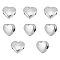 304 Stainless Steel Beads, Heart, Manual Polishing, Stainless Steel Color, 7.5x8.5x4mm, Hole: 1.5~1.6mm, 8pcs/box