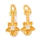 Brass Ice Pick Pinch Bails, Cadmium Free & Nickel Free & Lead Free, With Clear Cubic Zirconia, Flower, Matte Gold Color, 17x8x9.5mm, Hole: 4mm